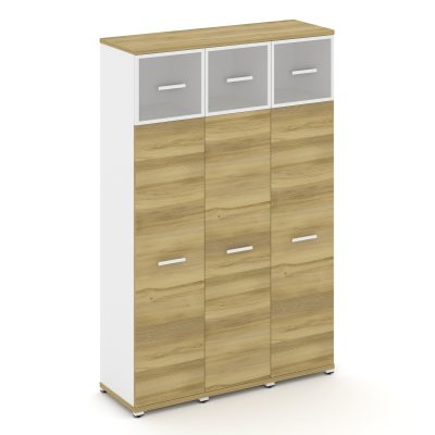 Концепт Шкаф 3 узкие секции, 5 ниш CN.STU-537 RMW W Дуб Винченцо/Белый Бриллиант/Металл Белый/Сатин