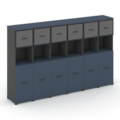 Концепт Шкаф 6 узких секций, 4 ниши CN.STU-465 RPB A Звездный Сапфир/Антрацит NEW/Металл Антрацит/Пр