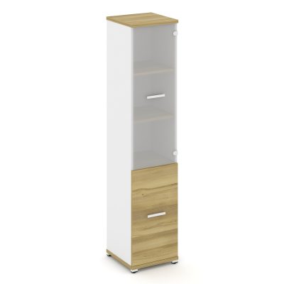 Концепт Шкаф 1 узкая секция, 5 ниш CN.STU.E-512 SM W Дуб Винченцо/Белый Бриллиант/Металл Белый/Сатин