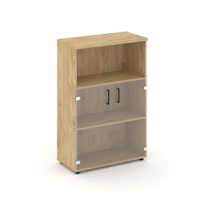Стайл Проджект Шкаф средний широкий SN.STS.E-202 Тиквуд Светлый/Прозрачный/Черный Ручки 796*400*1203