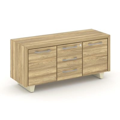 Корнер Греденция большая COR.GRB Гикори Песочный/Металл Ваниль 1296*450*600