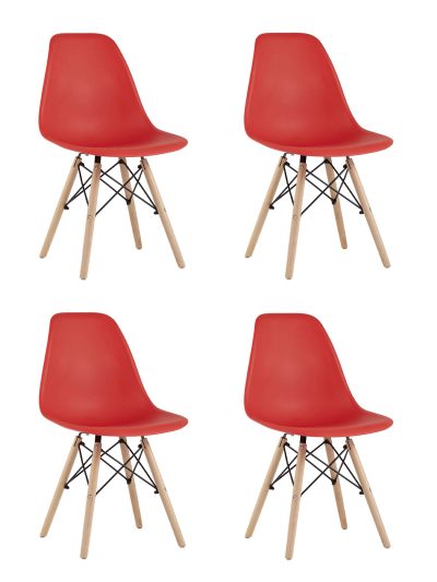 Стул Eames Style DSW красный x4 (разборный каркас)