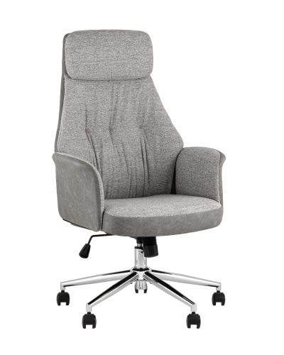 Кресло офисное TopChairs Neoma светло-серый экокожа ткань