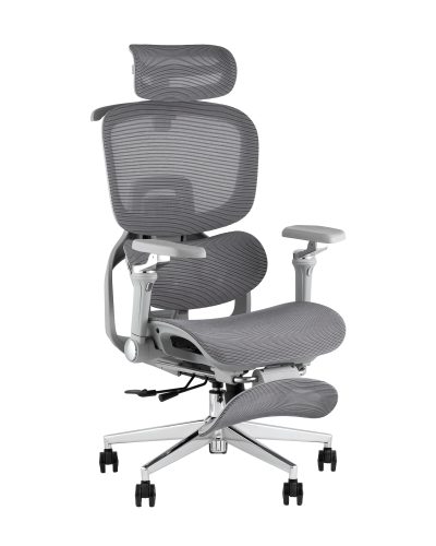 Кресло офисное TopChairs Prodigy с оттоманкой серый