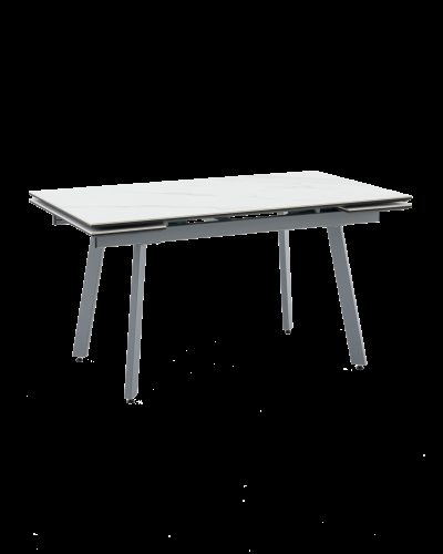 Стол Тайл 140-200/85/75 столешница Snow white подстолье металл серый