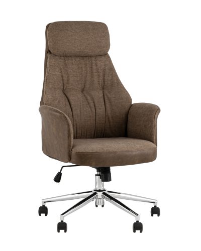 Кресло офисное TopChairs Neoma коричневый экокожа ткань
