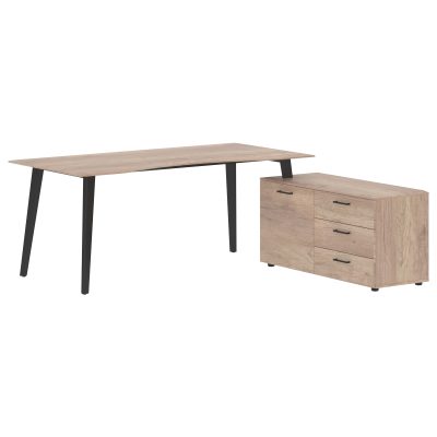 Стол руководителя с тумбой JCT 1818(Пр) Дуб Каньон/Антрацит 1800х1800х750 JAY