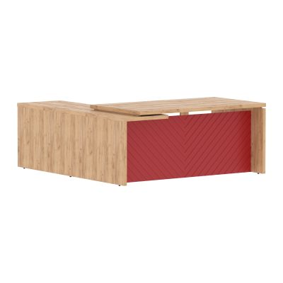 Стол руководителя TLCT 1820(Пр) Дуб Бофорд Z/Красный 1800х2000х750 TORR LUX