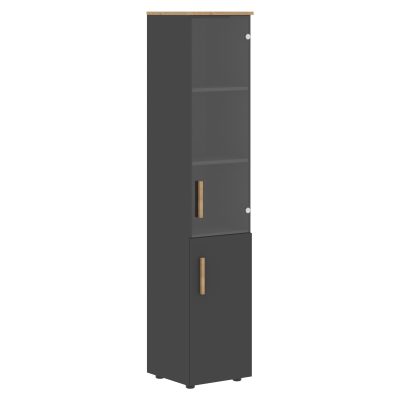 Шкаф колонка комбинированная (Пр) с топом FHC 40.2(Пр) Черный графит/Дуб Гамильтон 404х429х1983 FORTA