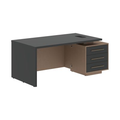 Стол руководителя с тумбой VCT 1890(Пр) Яшма черный/Бронза браш/Кобра 1800х900х750 VELION