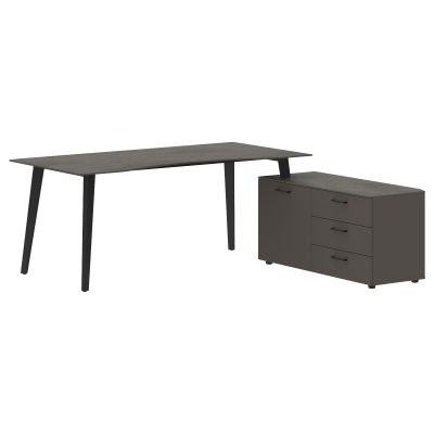 Стол руководителя с тумбой JCT 1818(Пр) Орех Мокко/Мокко/Антрацит 1800х1800х750 JAY