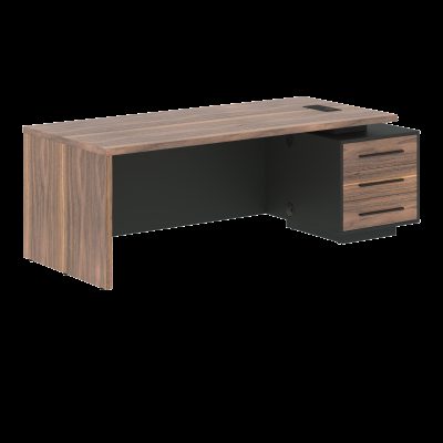 Стол руководителя с тумбой VRCT 2290(Пр) Американский орех/Черный матовый/Яшма черный 2200х900х750 VE