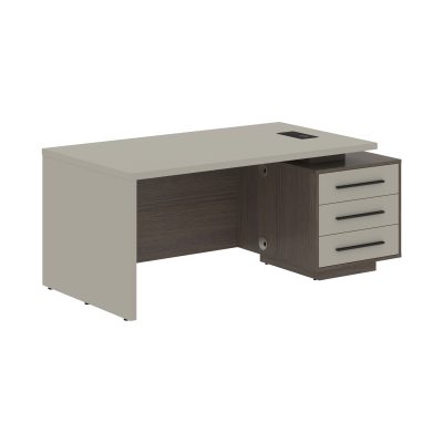 Стол руководителя с тумбой VCT 1890(Пр) Аметист/Черный матовый/Дуб Сильвер 1800х900х750 VELION