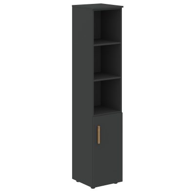 Шкаф колонка с глухой малой дверью (Пр) и топом FHC 40.5(Пр) Черный графит/Черный графит 404х429х1983