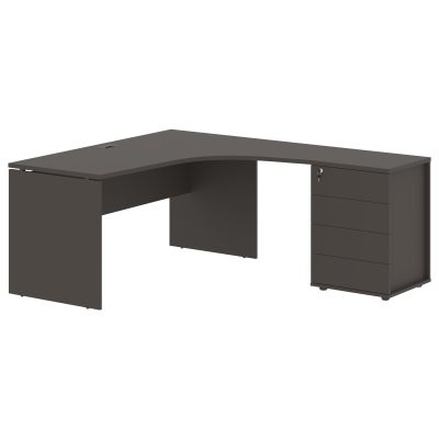 Стол эргономичный с тумбой EDCET 1518(Пр) Мокко/Мокко 1560х1880х750 EDIS