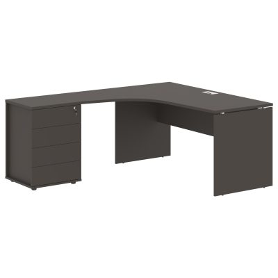 Стол эргономичный с тумбой EDCET 1518(Л) Мокко/Белый 1560х1880х750 EDIS