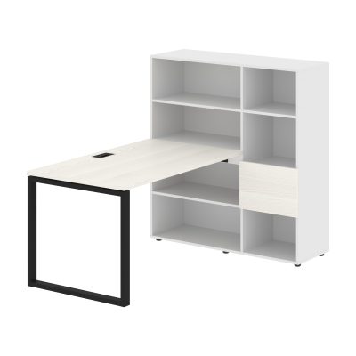 Стол-стеллаж EQRST 1213 Ясень Траун/Черный/Белый 1790х1250х1355 EDIS