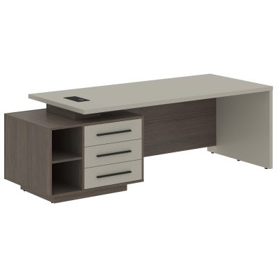 Стол руководителя с тумбой VCT 2390(Л) Аметист/Черный матовый/Дуб Сильвер 2300х900х750 VELION