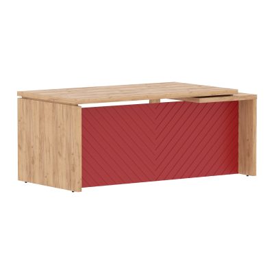 Стол руководителя TLCT 189(Л) Дуб Бофорд Z/Красный 1800х900х750 TORR LUX