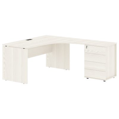 Стол эргономичный с тумбой EDCET 1518(Пр) Ясень Траун/Черный 1560х1880х750 EDIS