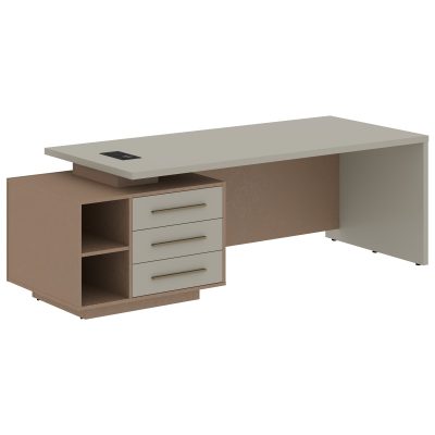 Стол руководителя с тумбой VCT 2390(Л) Аметист/Бронза браш/Кобра 2300х900х750 VELION