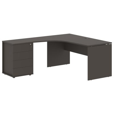 Стол эргономичный с тумбой EDCET 1518(Л) Мокко/Мокко 1560х1880х750 EDIS