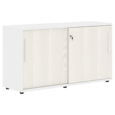 Шкаф низкий с дверьми купе ELC 1343 Ясень Траун/Белый/Белый 1346х430х750 EDIS