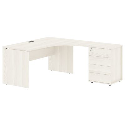Стол эргономичный с тумбой EDCET 1518(Пр) Ясень Траун/Мокко 1560х1880х750 EDIS
