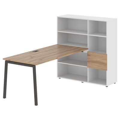 Стол-стеллаж ELRST 1217 Дуб Денвер светлый/Мокко/Белый 2190х1250х1355 EDIS