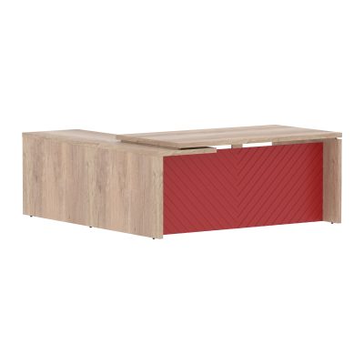 Стол руководителя TLCT 1820(Пр) Дуб Каньон Z/Красный 1800х2000х750 TORR LUX