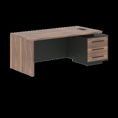 Стол руководителя с тумбой VRCT 2090(Пр) Американский орех/Черный матовый/Яшма черный 2000х900х750 VE