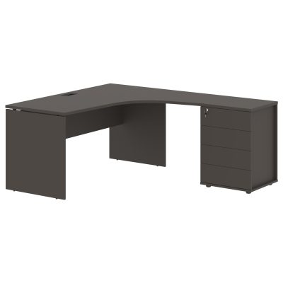 Стол эргономичный с тумбой EDCET 1518(Пр) Мокко/Черный 1560х1880х750 EDIS