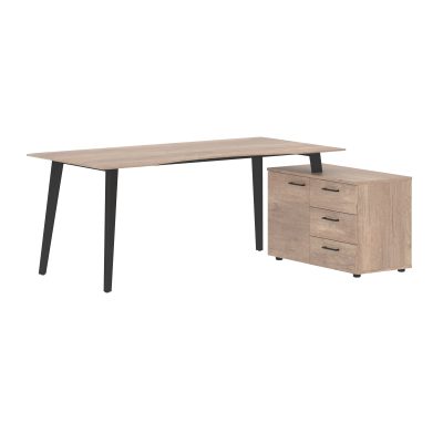 Стол руководителя с тумбой JCT 1813(Пр) Дуб Каньон/Антрацит 1800х1300х750 JAY