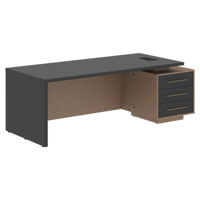 Стол руководителя с тумбой VCT 2290(Пр) Яшма черный/Бронза браш/Кобра 2200х900х750 VELION