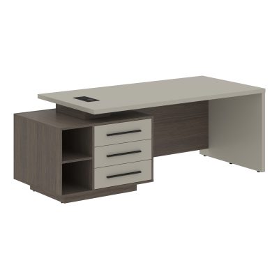 Стол руководителя с тумбой VCT 2190(Л) Аметист/Черный матовый/Дуб Сильвер 2100х900х750 VELION
