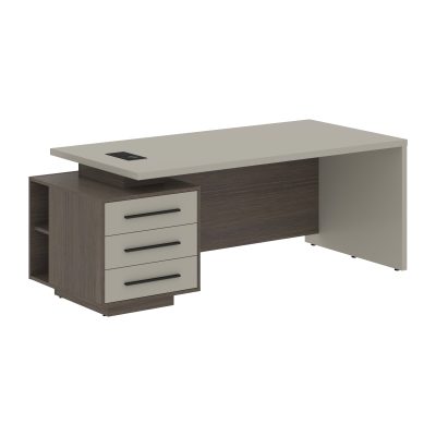 Стол руководителя с тумбой VCT 2090(Л) Аметист/Черный матовый/Дуб Сильвер 2000х900х750 VELION