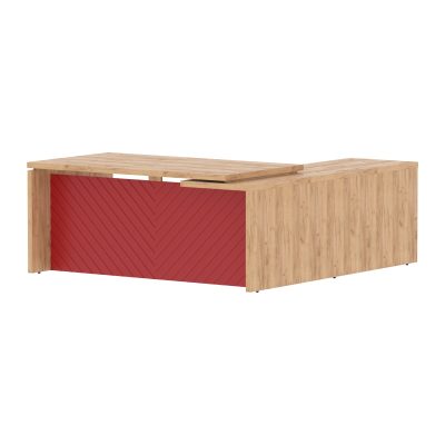 Стол руководителя TLCT 1820(Л) Дуб Бофорд Z/Красный 1800х2000х750 TORR LUX