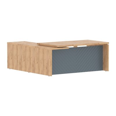 Стол руководителя TLCT 1820(Пр) Дуб Бофорд Z/Серо-голубой 1800х2000х750 TORR LUX