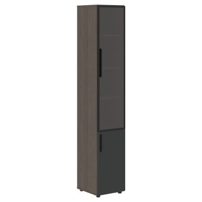 Шкаф высокий узкий VHCS 40.2(Пр) Яшма черный/Дуб Сильвер 400х450х2253 VELION