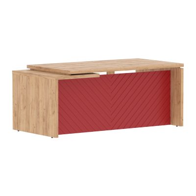 Стол руководителя TLCT 189(Пр) Дуб Бофорд Z/Красный 1800х900х750 TORR LUX