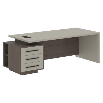 Стол руководителя с тумбой VCT 2290(Л) Аметист/Черный матовый/Дуб Сильвер 2200х900х750 VELION