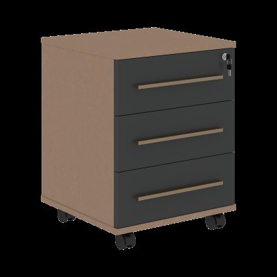 Тумба мобильная с ручками VMC-3D.A.1 Яшма черный/Бронза/Кобра 465х450х605 VELION-R