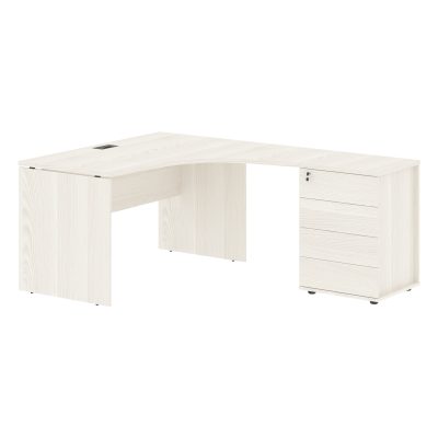 Стол эргономичный с тумбой EDCET 1318(Пр) Ясень Траун/Мокко 1360х1880х750 EDIS