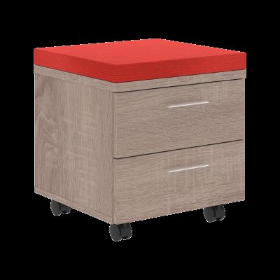 Тумба с подушкой XMC-2D.1A Дуб Сонома/Красный 26-22 465х465х520 XTEN