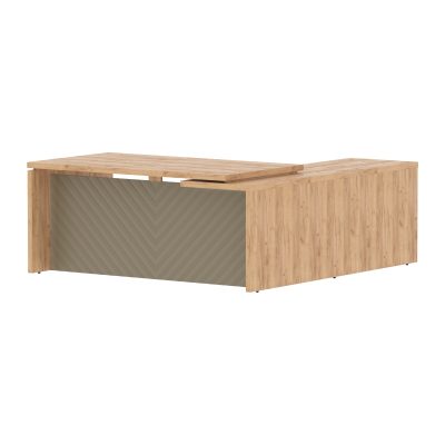 Стол руководителя TLCT 1820(Л) Дуб Бофорд Z/Капучино 1800х2000х750 TORR LUX