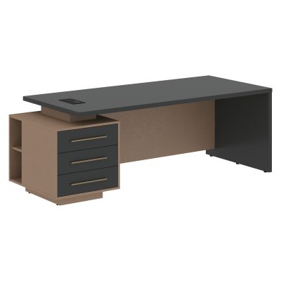 Стол руководителя с тумбой VCT 2290(Л) Яшма черный/Бронза браш/Кобра 2200х900х750 VELION