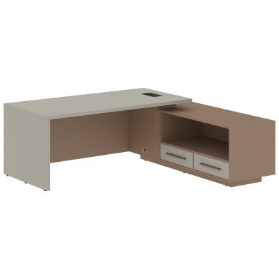 Стол руководителя с тумбой VCT 2119(Пр) Аметист/Бронза браш/Кобра 2100х1900х750 VELION