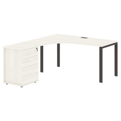 Стол эргономичный с тумбой EUCET 1518(Л) Ясень Траун/Мокко 1560х1880х750 EDIS