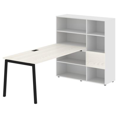 Стол-стеллаж ELRST 1217 Ясень Траун/Черный/Белый 1790х1250х1355 EDIS