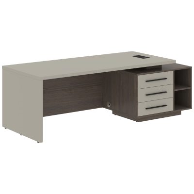 Стол руководителя с тумбой VCT 2390(Пр) Аметист/Черный матовый/Дуб Сильвер 2300х900х750 VELION